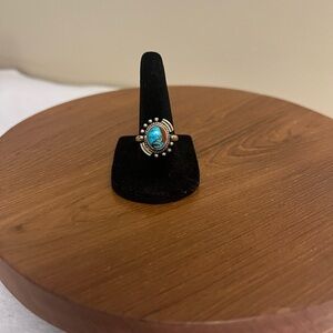 Sterling Silver Southwestern Style Copper Turquoise Ring, Size US 7.5
